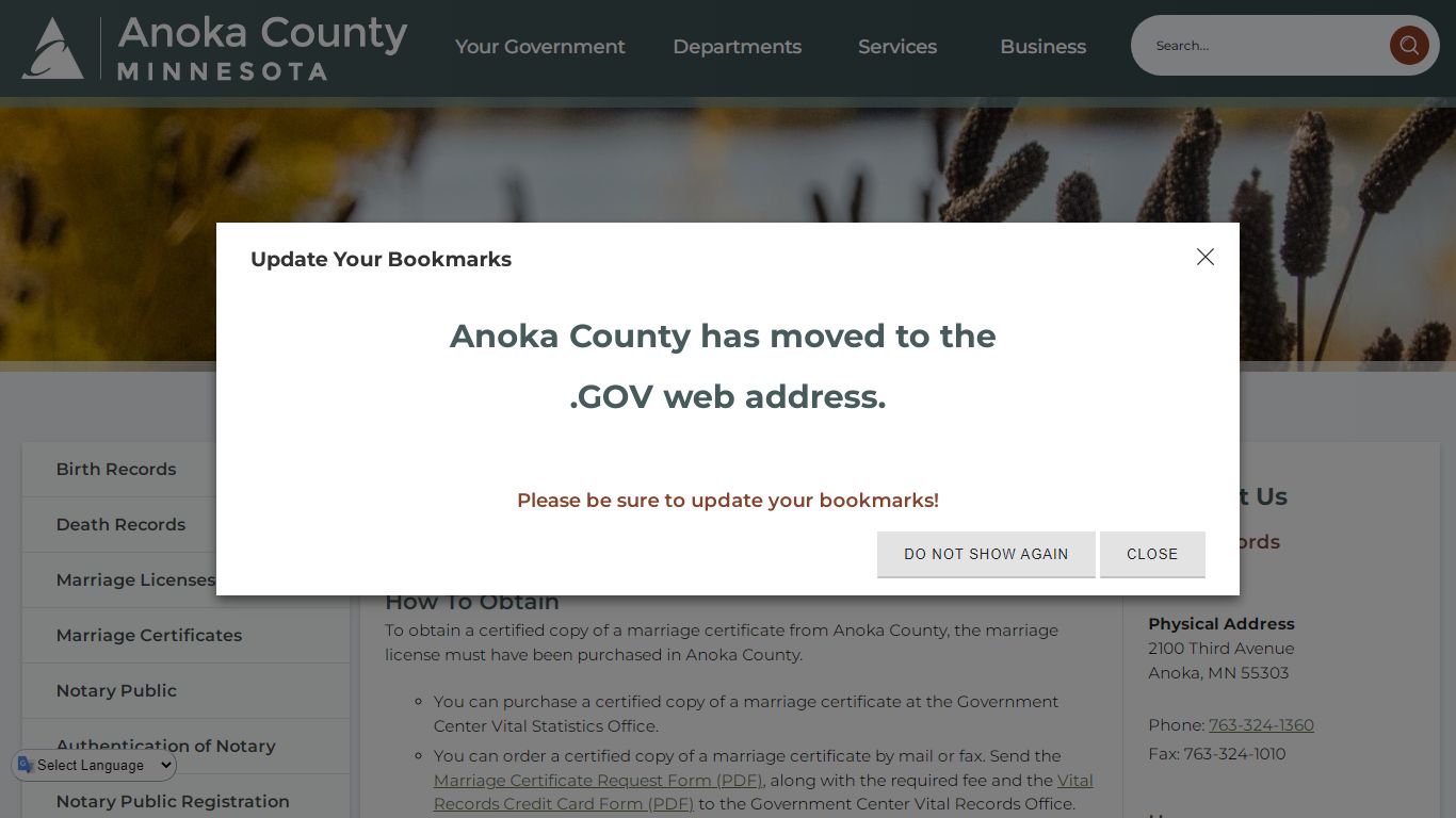 Marriage Certificates | Anoka County, MN - Official Website